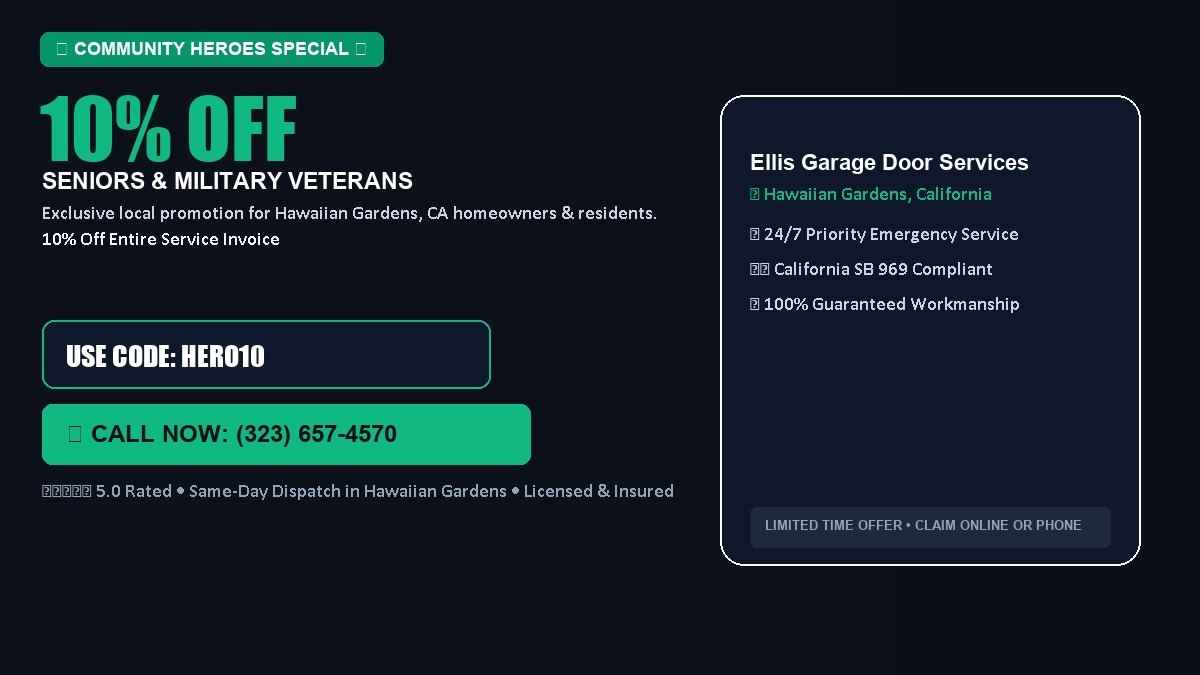 Ellis Garage Door Services 10% OFF Seniors & Military Veterans